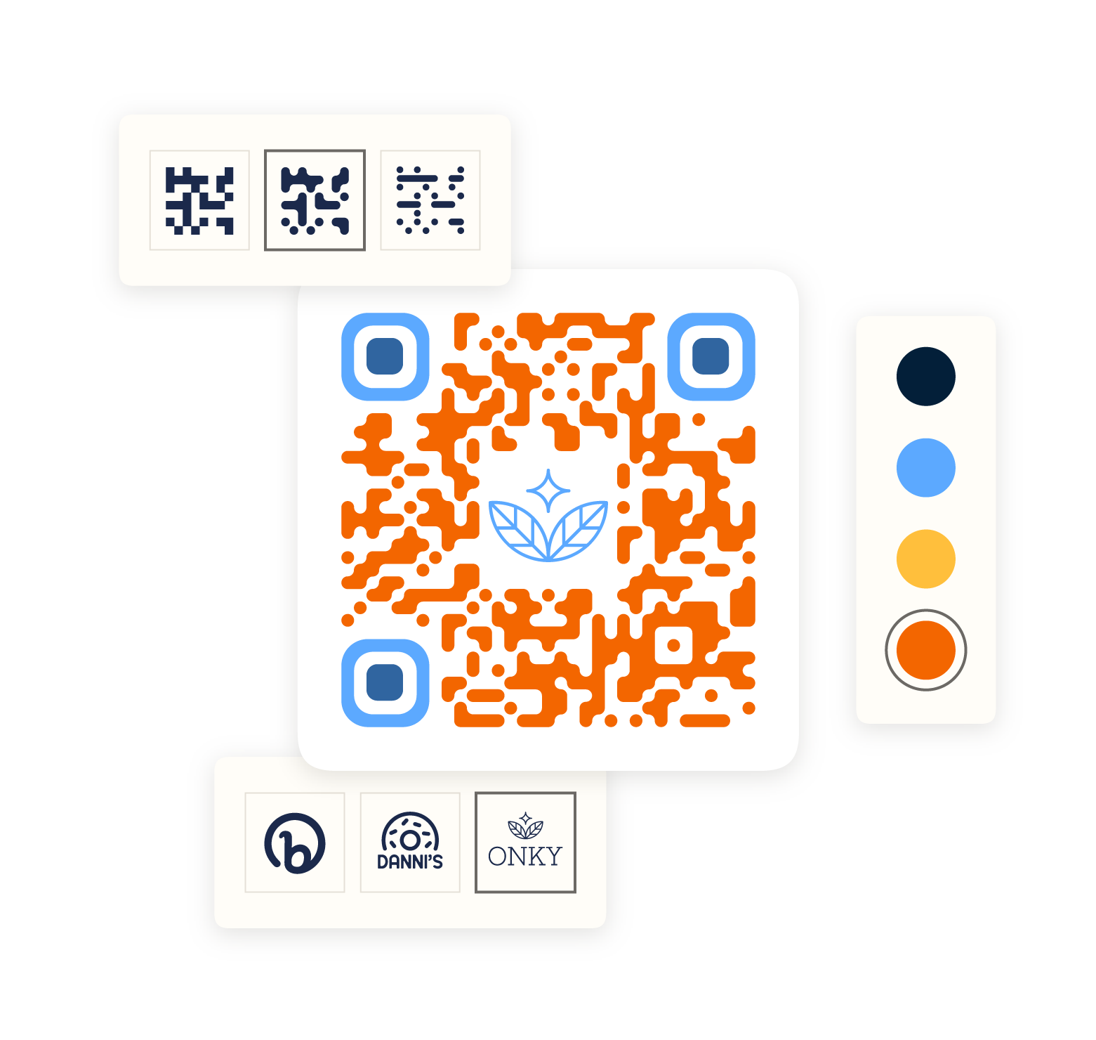 QR code options and sample of colors available