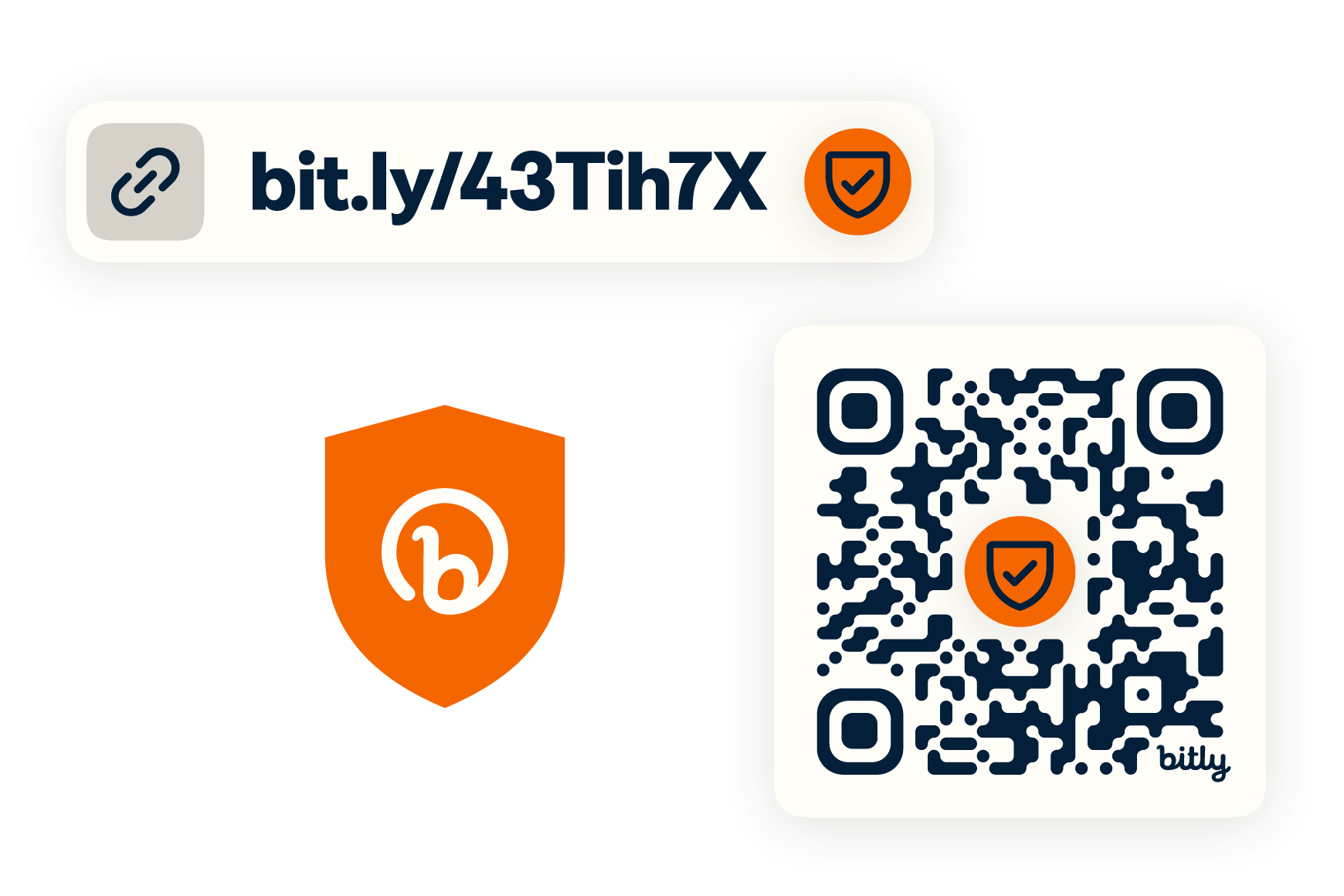 Bitly short link, QR code and trust and safety shield