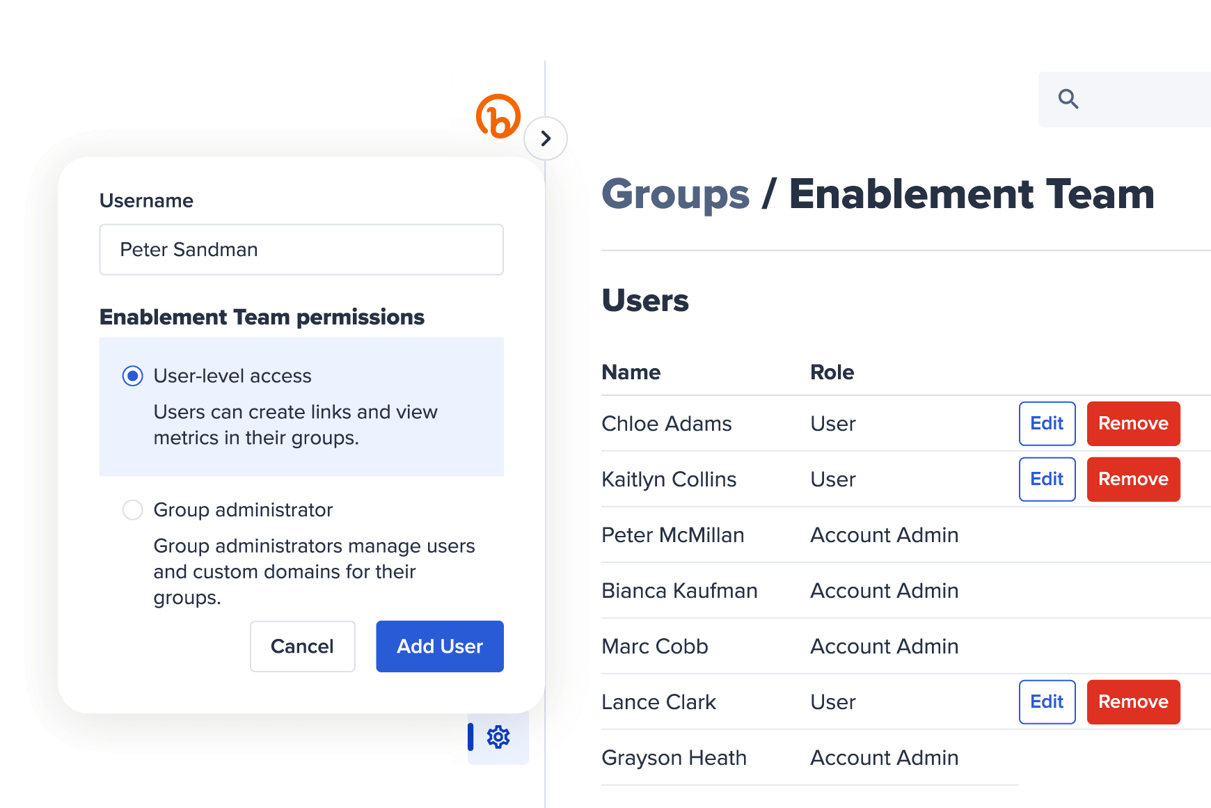 Enterprise group UI