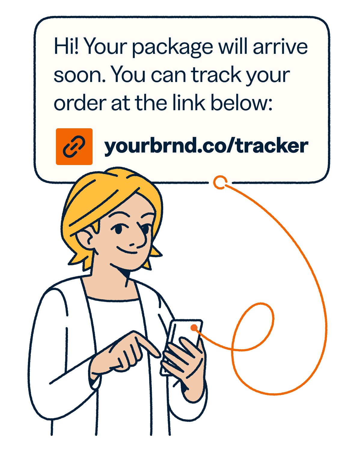 Woman receiving a delivery confirmation on her phone.