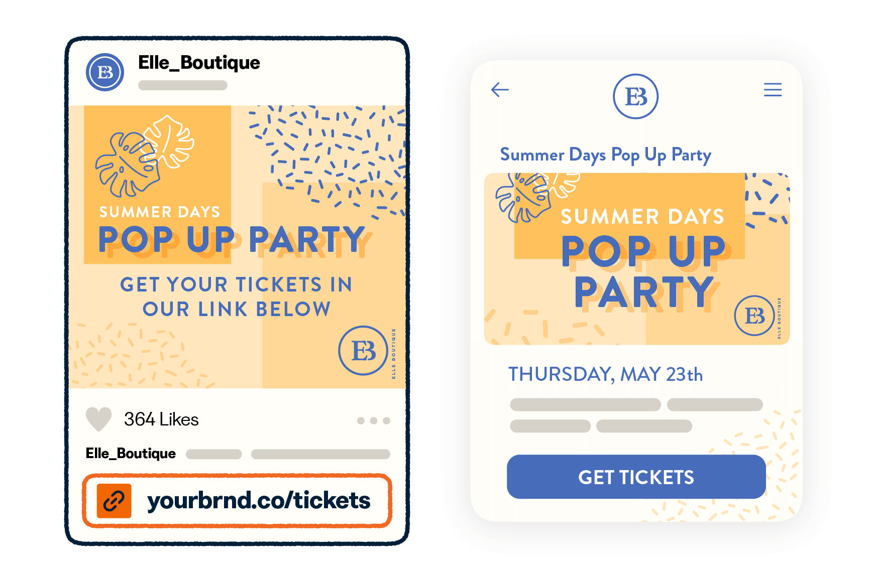 Bitly short link example for tickets to a party