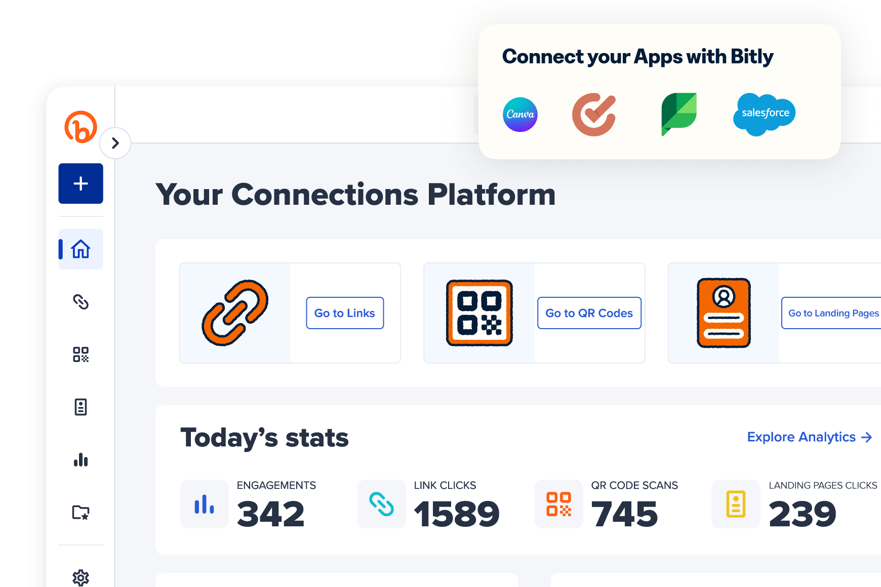 Bitly connections platform UI