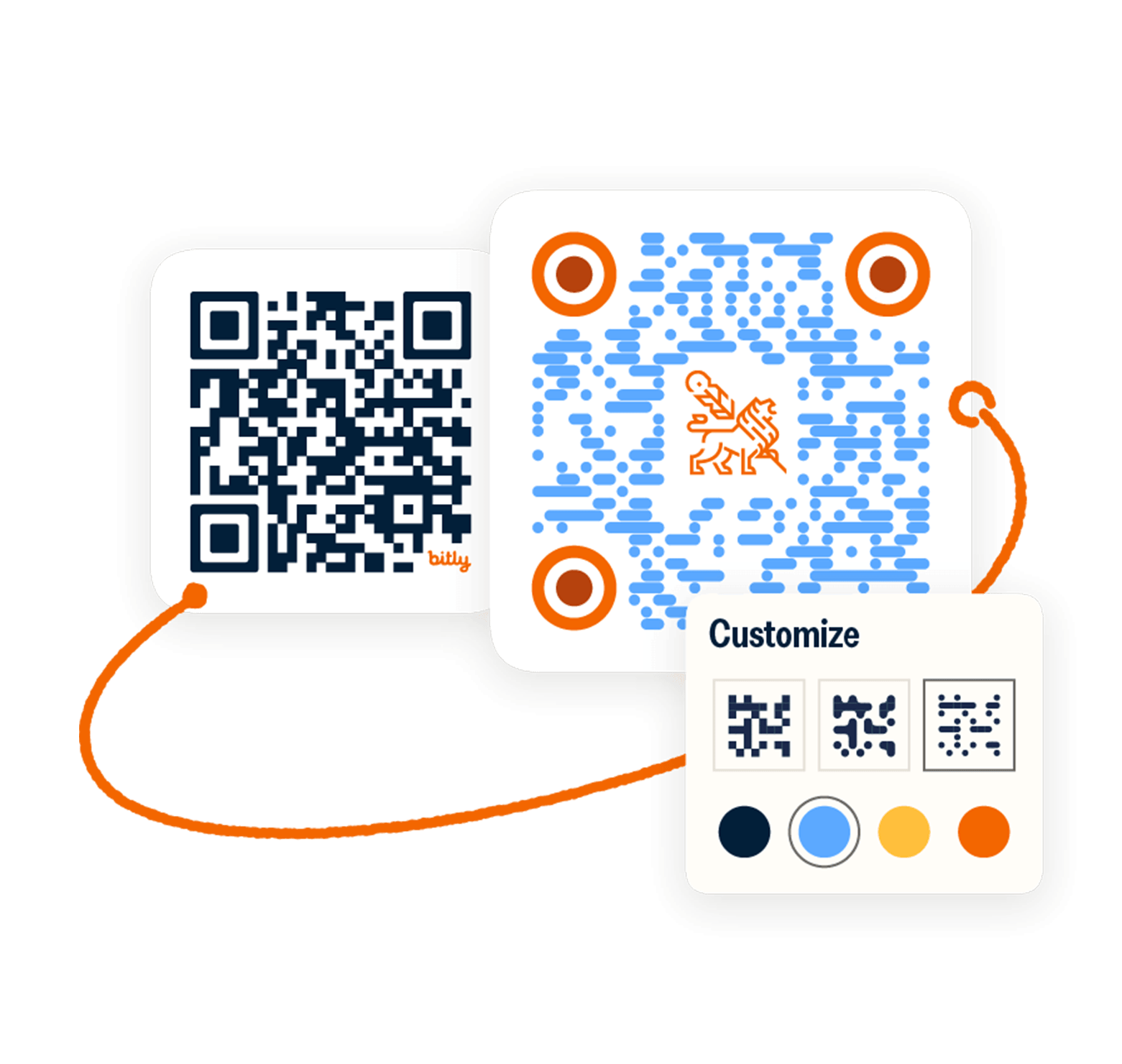 QR code options and sample of colors available