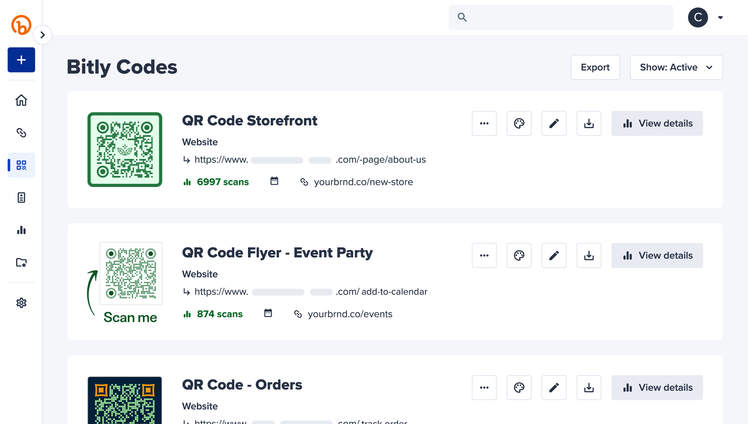 Bitly QR Codes im Dashboard der Connections Platform