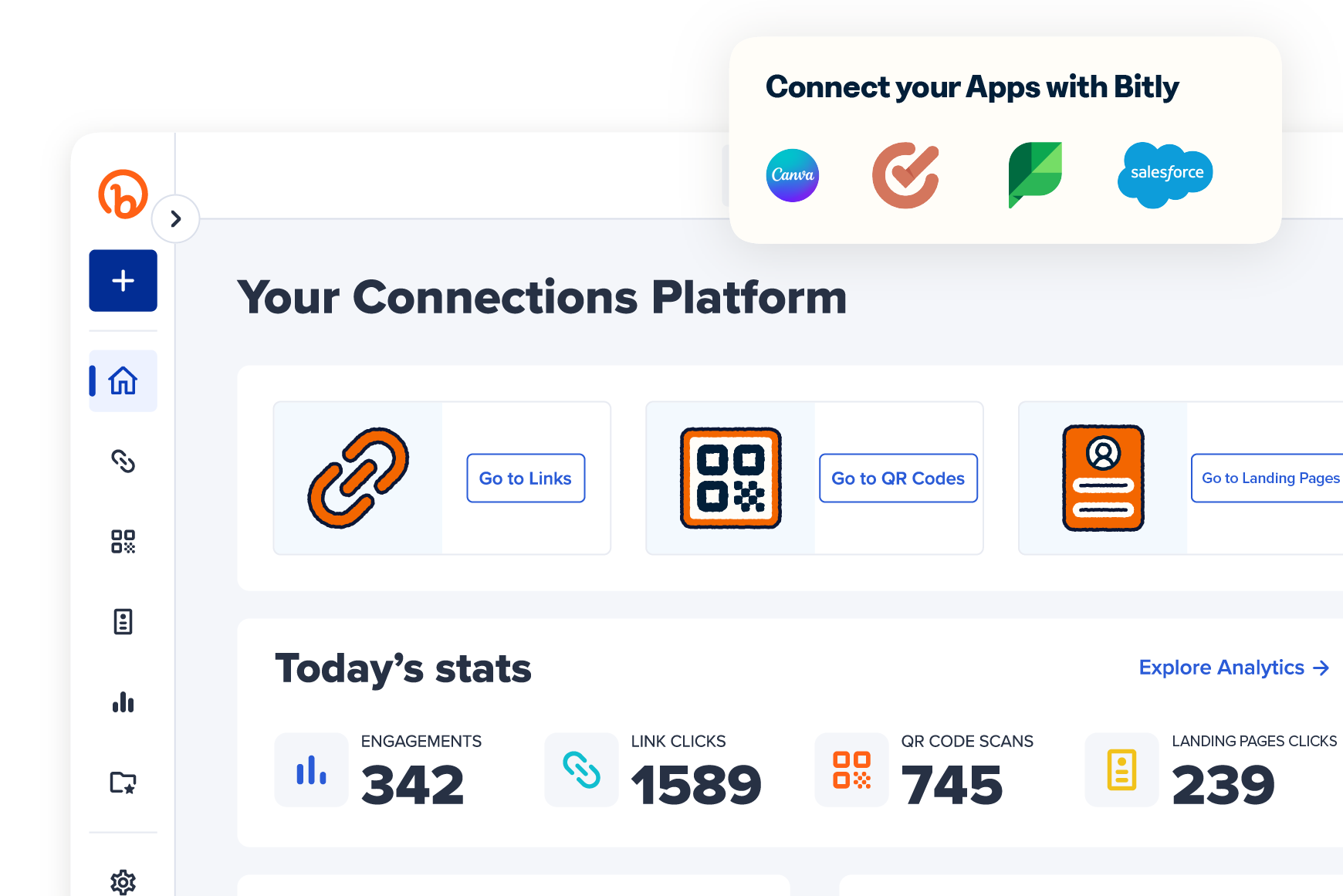 Bitly connections platform UI